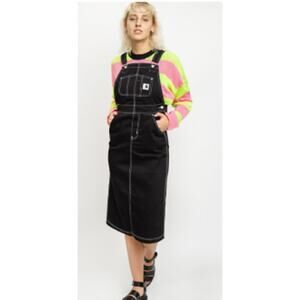 Carhartt S WIP Bib Overall Skirt Black Whimsygoth Grunge Goth Casual Denim